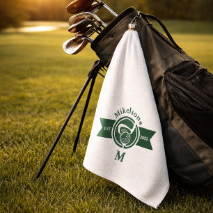 Personalized Classic Green Golf Monogram Crest Towel