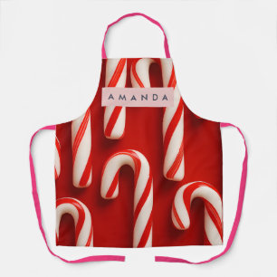 Personalized Classic Red and White Candy Cane Apron