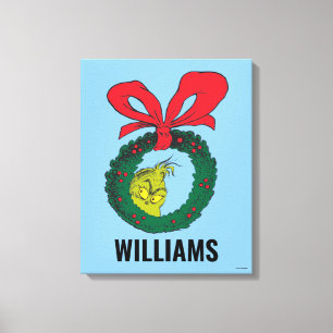 Personalized Classic The Grinch   Christmas Wreath Canvas Print