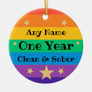 Personalized clean sober sobriety keepsake gift ceramic tree decoration