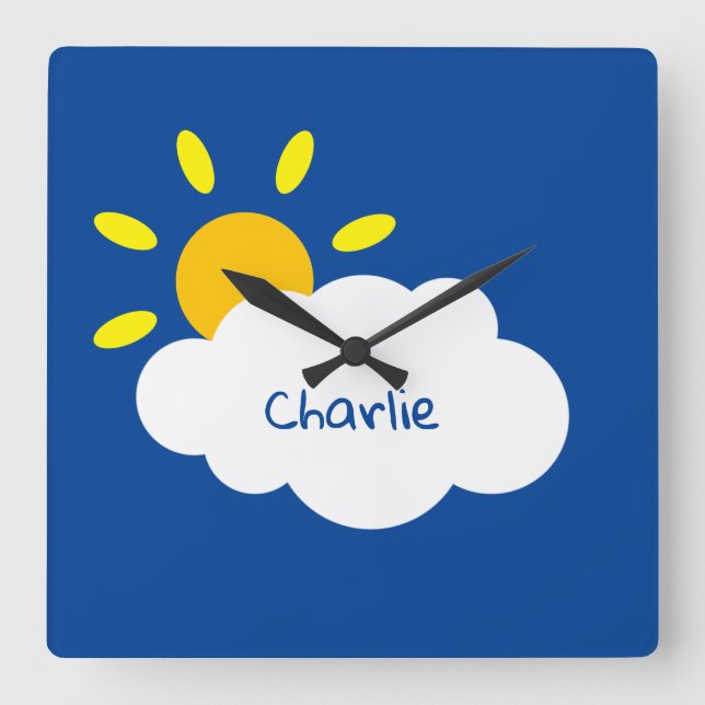 Personalized Cloud and Sunshine Square Wall Clock (Front)