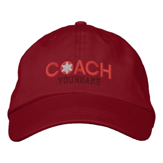 Personalized Coach Lovers Red Embroidered Hat (Front)