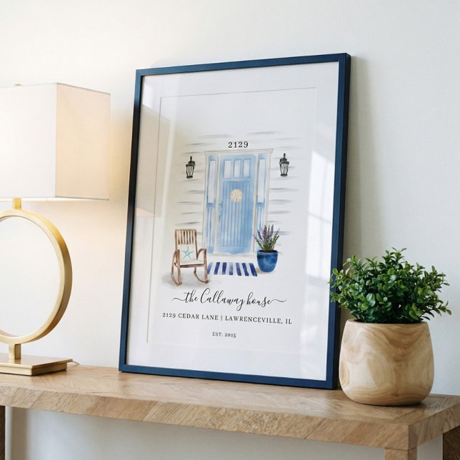 Personalized Coastal Chic Front Door Housewarming Poster (Personalized Coastal Chic Front Door Housewarming Poster)