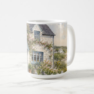 Personalized Coastal Cottage Watercolour Coffee Mug