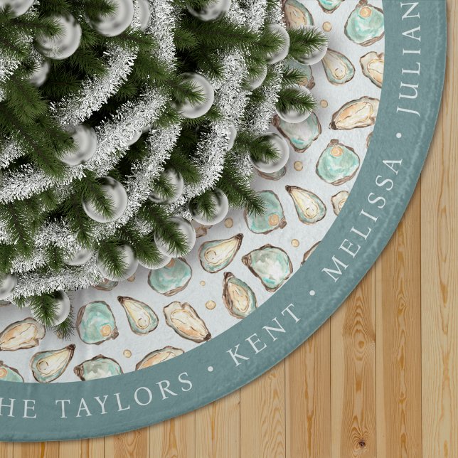 Personalized Coastal Oyster Shell Brushed Polyester Tree Skirt (Creator Uploaded)