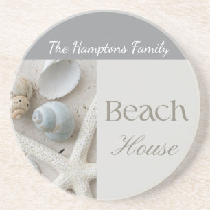 Personalized Coastal Seashell Gift for Beach House Coaster