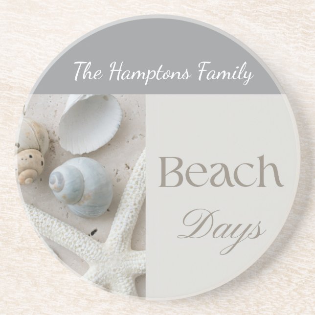 Personalized Coastal Seashell Gift for Beach House Coaster (Front)