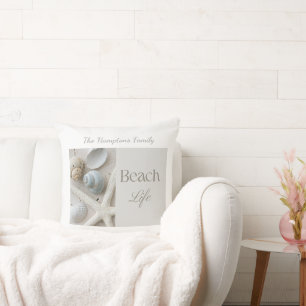Personalized Coastal Seashell Gift for Beach House Cushion