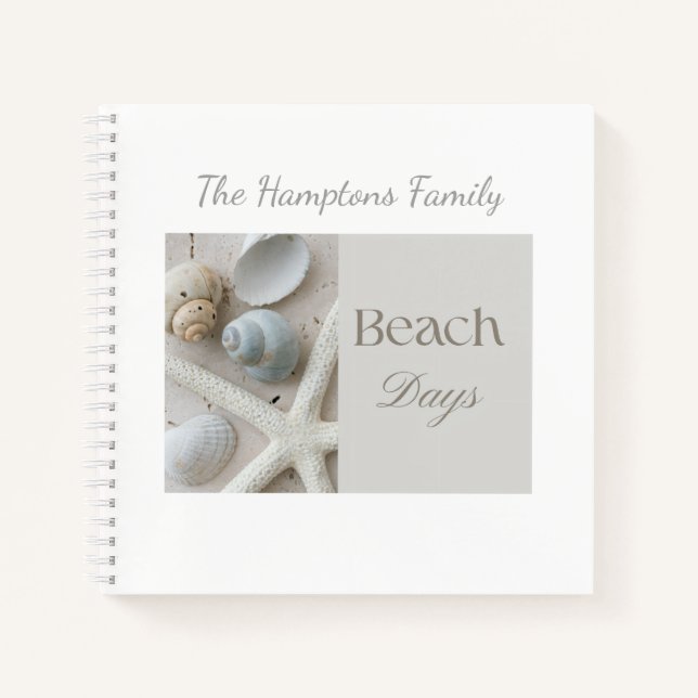 Personalized Coastal Seashell Gift for Beach House Notebook (Front)