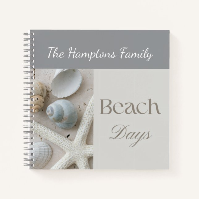 Personalized Coastal Seashell Gift for Beach House Notebook (Front)