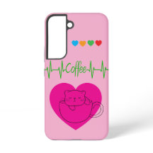 Personalized Coffee Cat in Cup Samsung Case – Pink