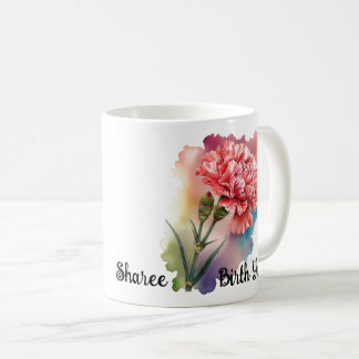 Personalized Coffee Mug with January Birth Flower 