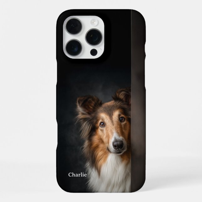 Personalized Collie Dog Portrait iPhone Case (Back)