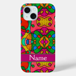 Personalized color pattern with your name iPhone 15 case