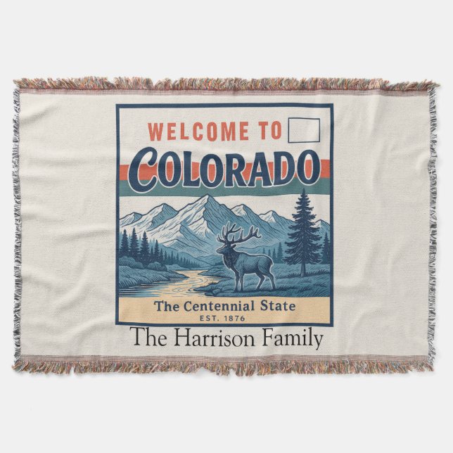 Personalized Colorado Throw Blanket (Front)