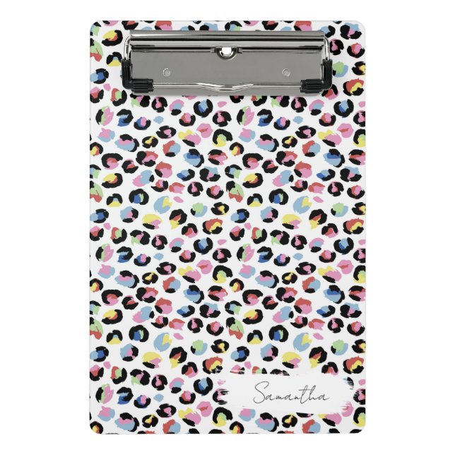 Personalized Colorful Animal Print Mini Clipboard (Front)