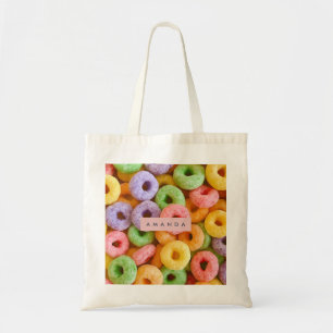 Personalized Colorful Breakfast Cereal Rings Tote Bag