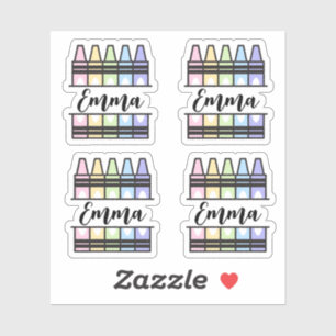 Personalized Colorful Crayon Name Sticker