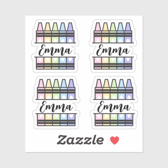 Personalized Colorful Crayon Name Sticker (Sheet)