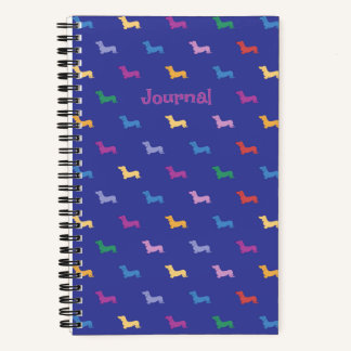Personalized Colorful Dachshund Pattern Small Notebook