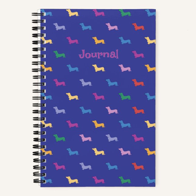Personalized Colorful Dachshund Pattern Small Notebook (Front)