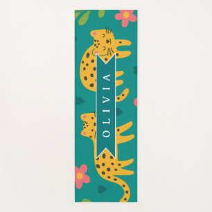Personalized Colorful Fun Leopard Jungle Name Gift Yoga Mat