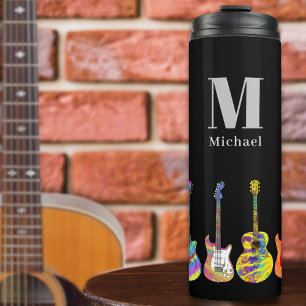 Personalized Colorful Guitar Pop Art Thermal Tumbler