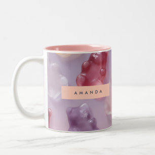 Personalized Colorful Gummy Bear Pattern Two-Tone Coffee Mug