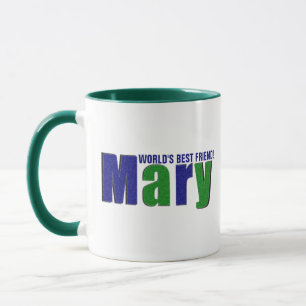 Personalized Colorful "Mary" Name, Green and Blue Mug