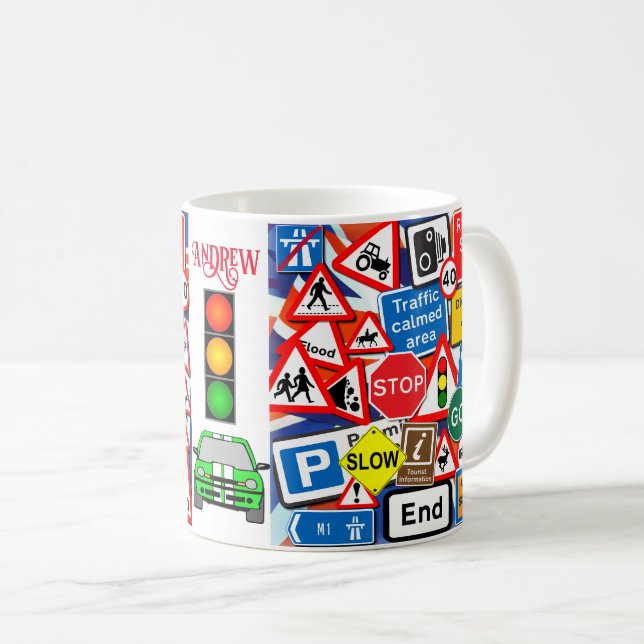 Personalized Colorful Road Signs, Kids'  Mug (Front Right)