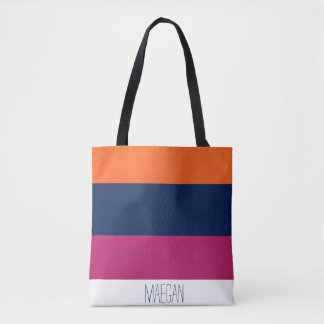 PERSONALIZED COLORFUL STRIPED TOTE BAG