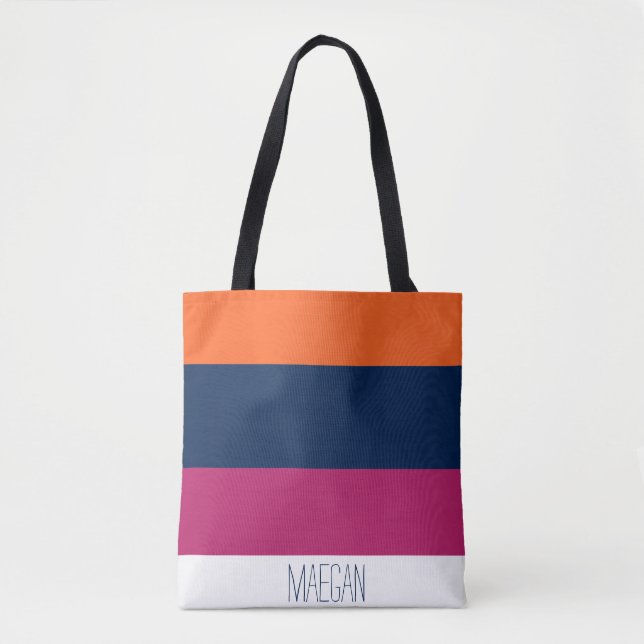 PERSONALIZED COLORFUL STRIPED TOTE BAG (Front)