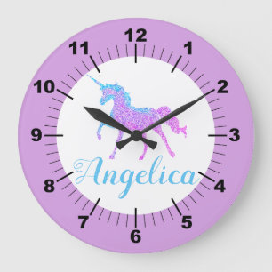 Personalized Colorful Unicorn Large Clock
