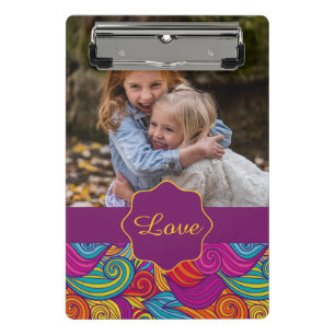 Personalized Colorful Wavy Stripe Swirls Pattern Mini Clipboard