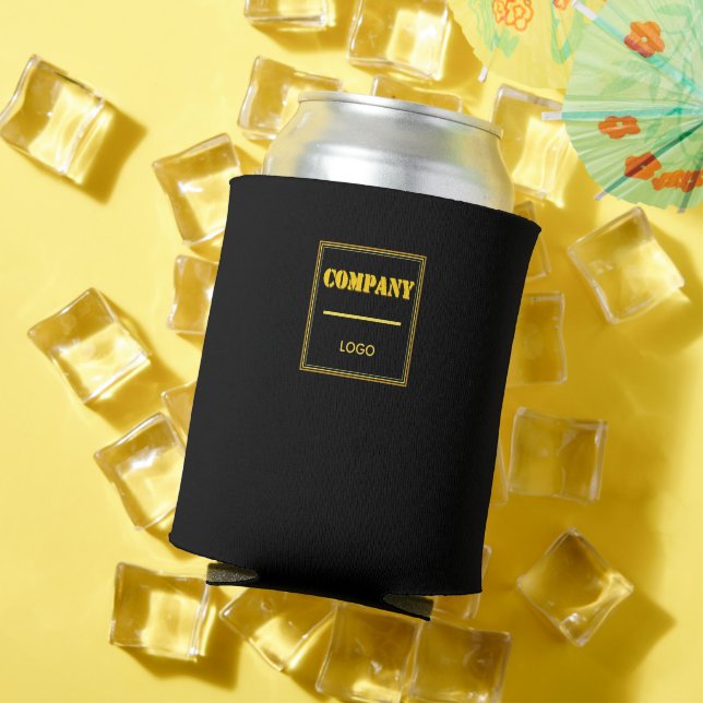 Personalized Company Black Modern Custom Business Can Cooler (In Situ Summer)