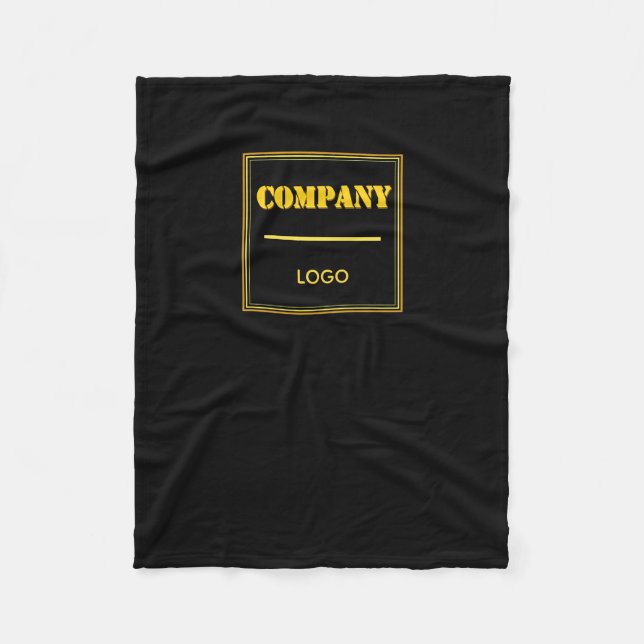 Personalized Company Black Modern Custom Business Fleece Blanket (Front)