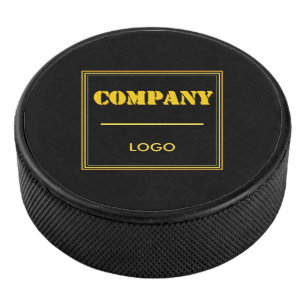 Personalized Company Black Modern Custom Business Hockey Puck