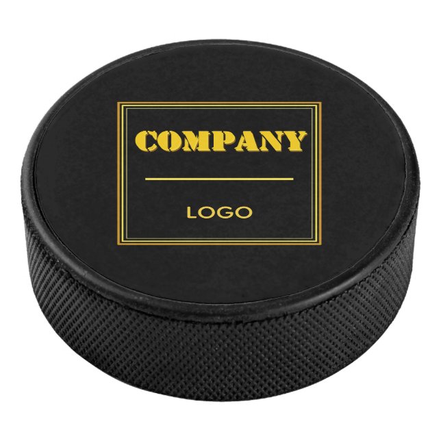 Personalized Company Black Modern Custom Business Hockey Puck (3/4)