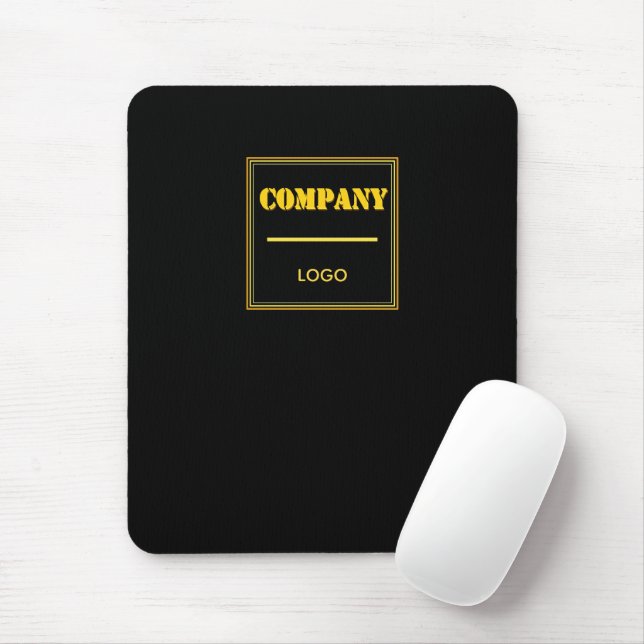 Personalized Company Black Modern Custom Business Mouse Pad (With Mouse)