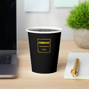 Personalized Company Black Modern Custom Business Paper Cups