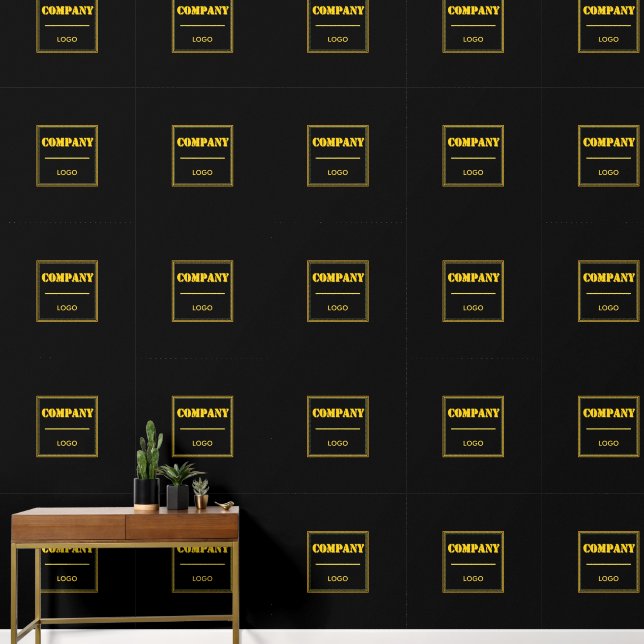 Personalized Company Black Modern Custom Business Wallpaper (Hallway)