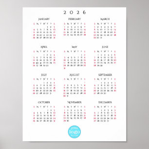 Personalized Company Business Logo 2026 Calendar Poster