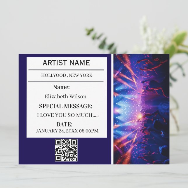  Personalized Concert Ticket Gift Event Ticket Invitation (Standing Front)
