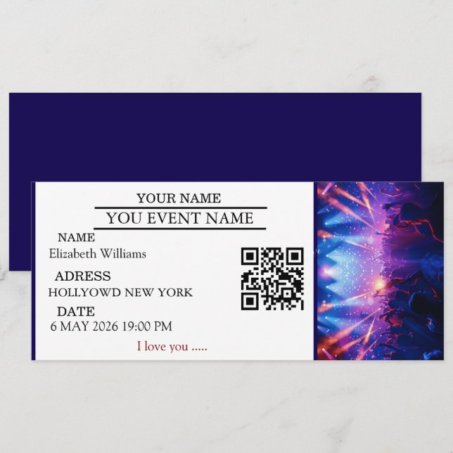 Personalized Concert Ticket Gift Surprise Gifts  Invitation (Front/Back)