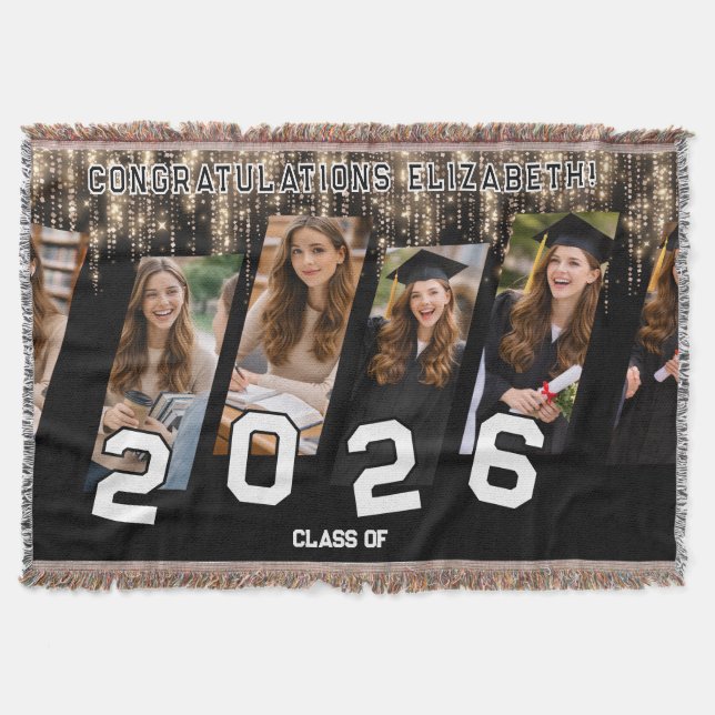 Personalized Congrats Name & Class of Year Throw Blanket (Front)