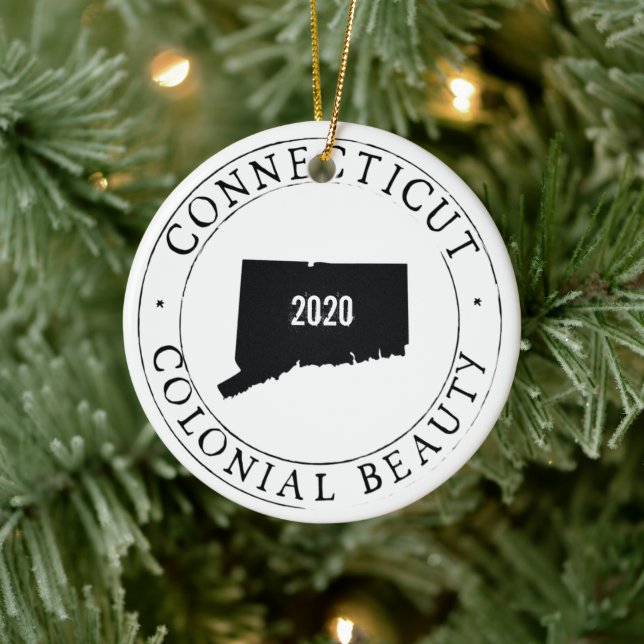 Personalized Connecticut Christmas Ornament! Ceramic Tree Decoration (Tree)