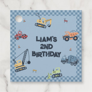 Personalized Construction Truck Birthday Party Favour Tags