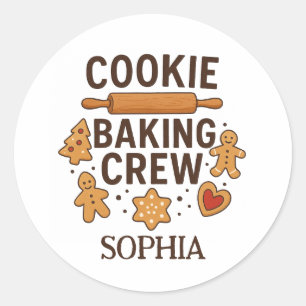 Personalized Cookie Baking Crew – Custom Name Classic Round Sticker