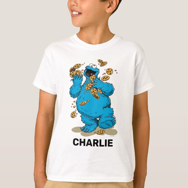 Personalized Cookie Monster Crazy Cookies T-Shirt (Front)