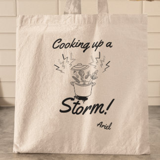 Personalized Cooking Up A Storm Funny Foodie Chef  Tote Bag